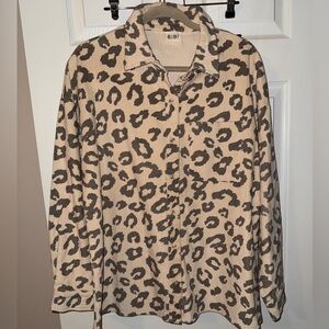 BiBi Leopard Print Button Down Shirt - Tan and Black